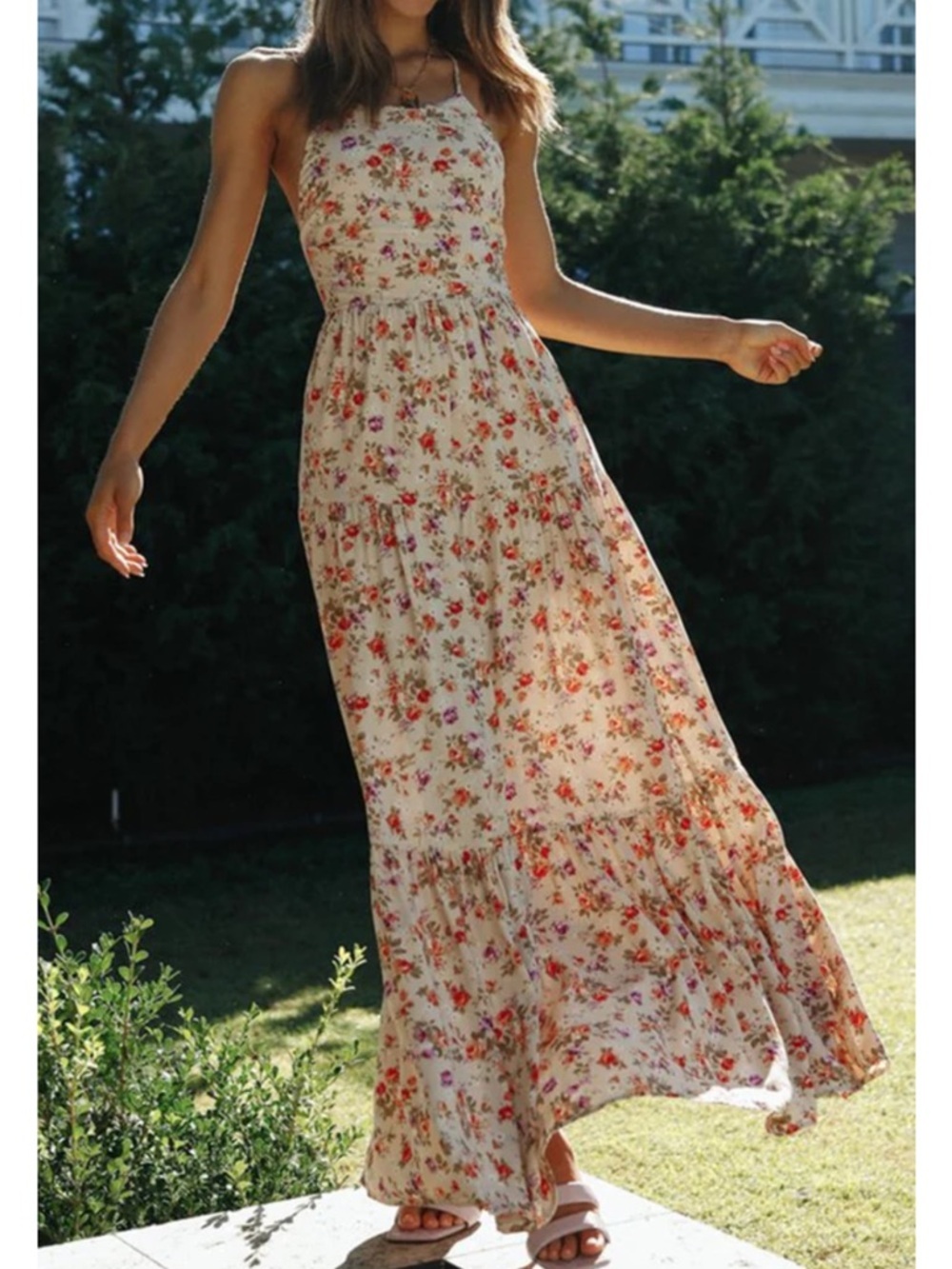 Seven wonders floral maxi dress with open tie back